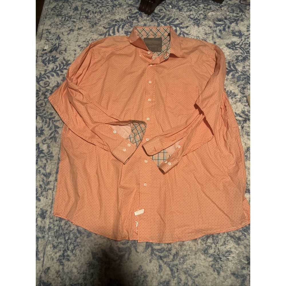 Panhandle Slim Shirt Men XXL Orange Geometric Western Long Sleeve Button Down